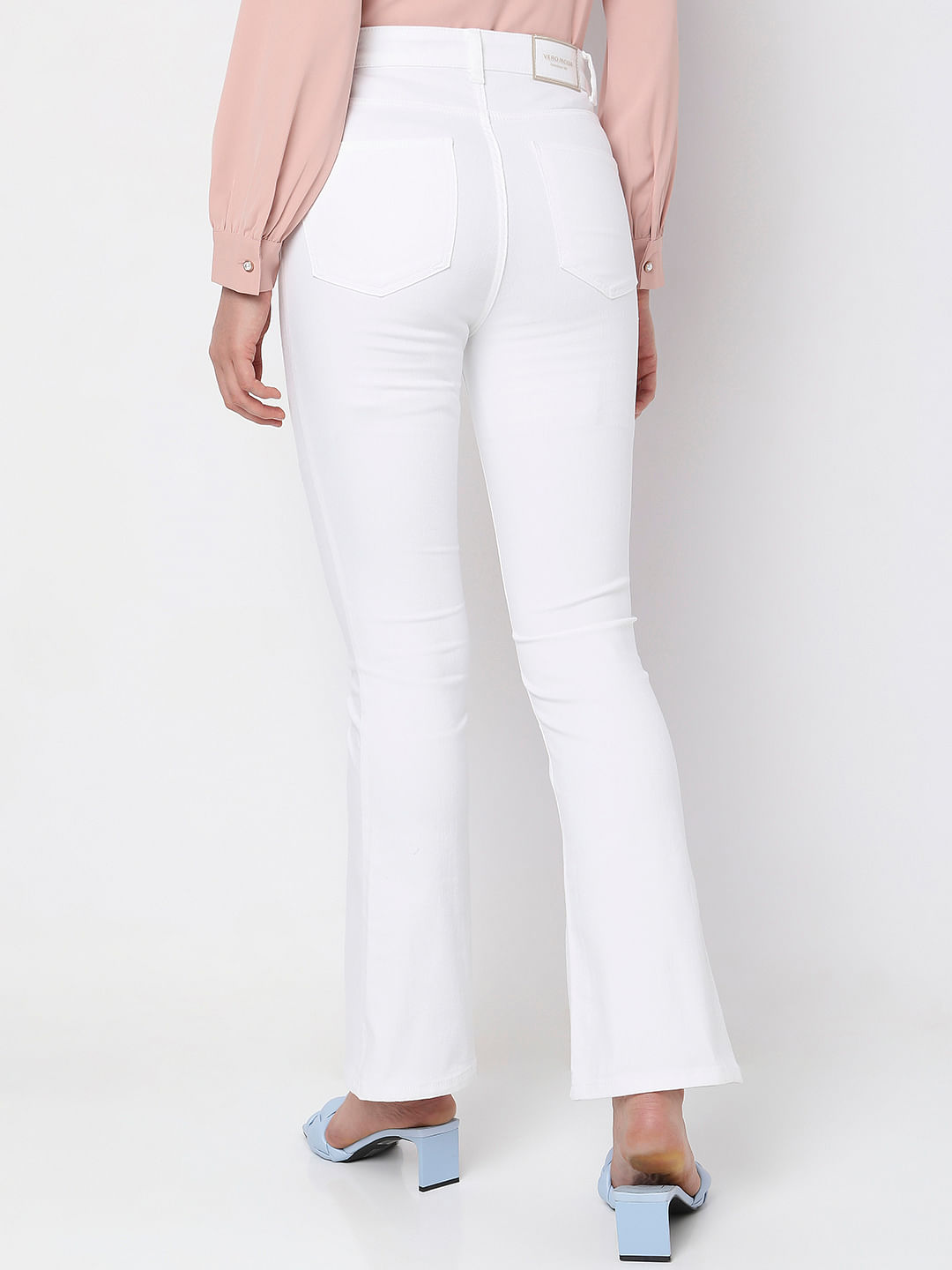 Perfect Silhouette | Bell Bottom Jeans - White | Cutely Covered